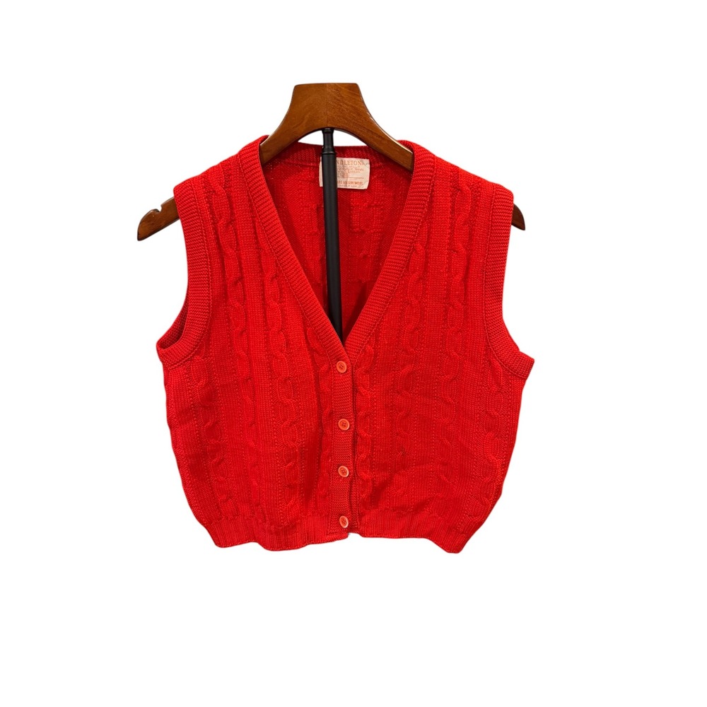 Vtg 1960s Pendleton Red Cable Knit Wool Sweater Vest Made in USA Size 38 READ